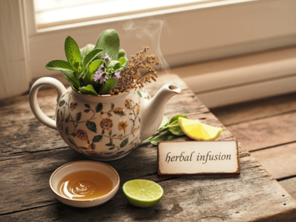 O Que Beber Para Desinflamar o Corpo - Infusões de Ervas - bule com fusão de chás