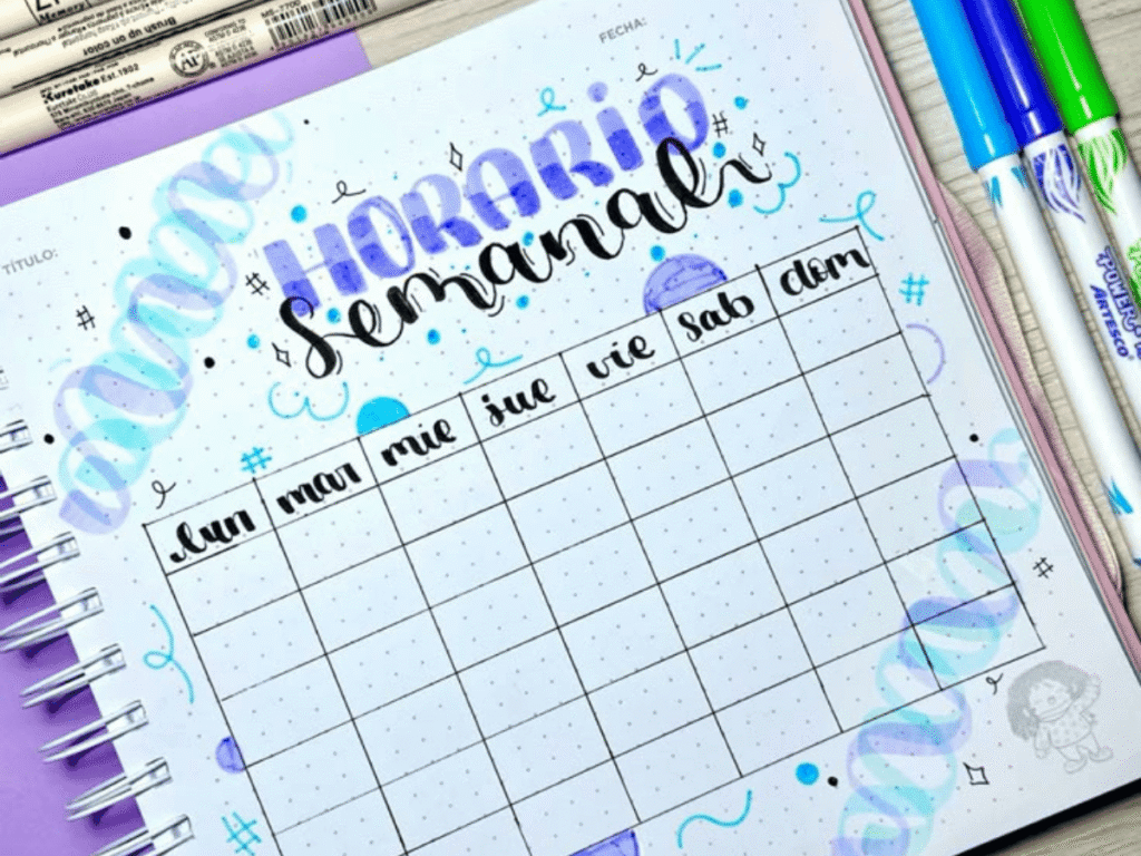 Como Viver uma Rotina Saudável - organize seus horários  - imagem de um calendário de horarios